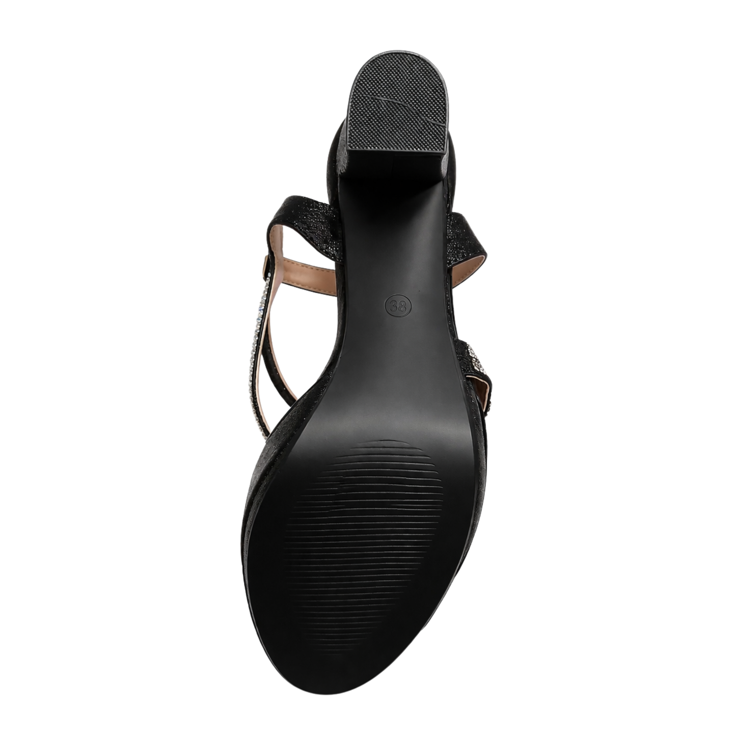 Sandali con Tacco Nero Elegante con Strass