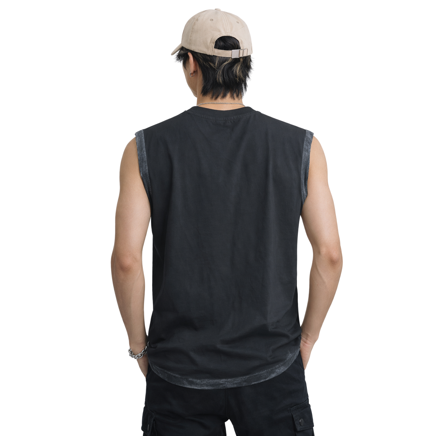 Canotta uomo stampa streetwear effetto distressed