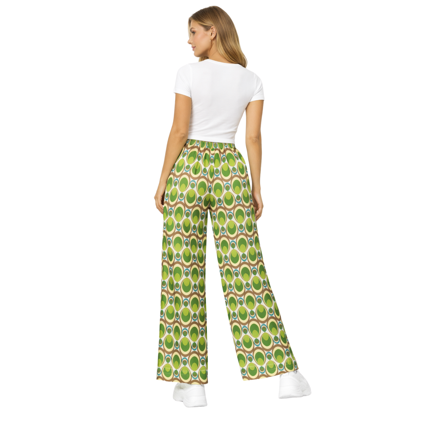 Pantaloni Donna Palazzo Vita Alta Elasticizzati Eleganti Casual