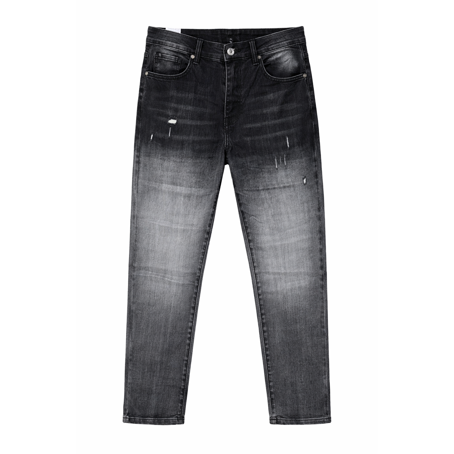 Jeans Uomo Nero Sfumato Slim Fit Effetto Strappato