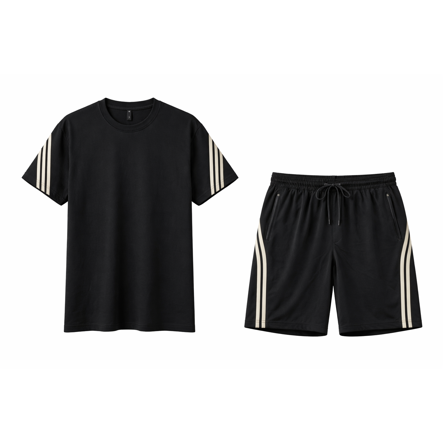 Completo Sportivo Uomo T-Shirt + Shorts con Bande Laterali
