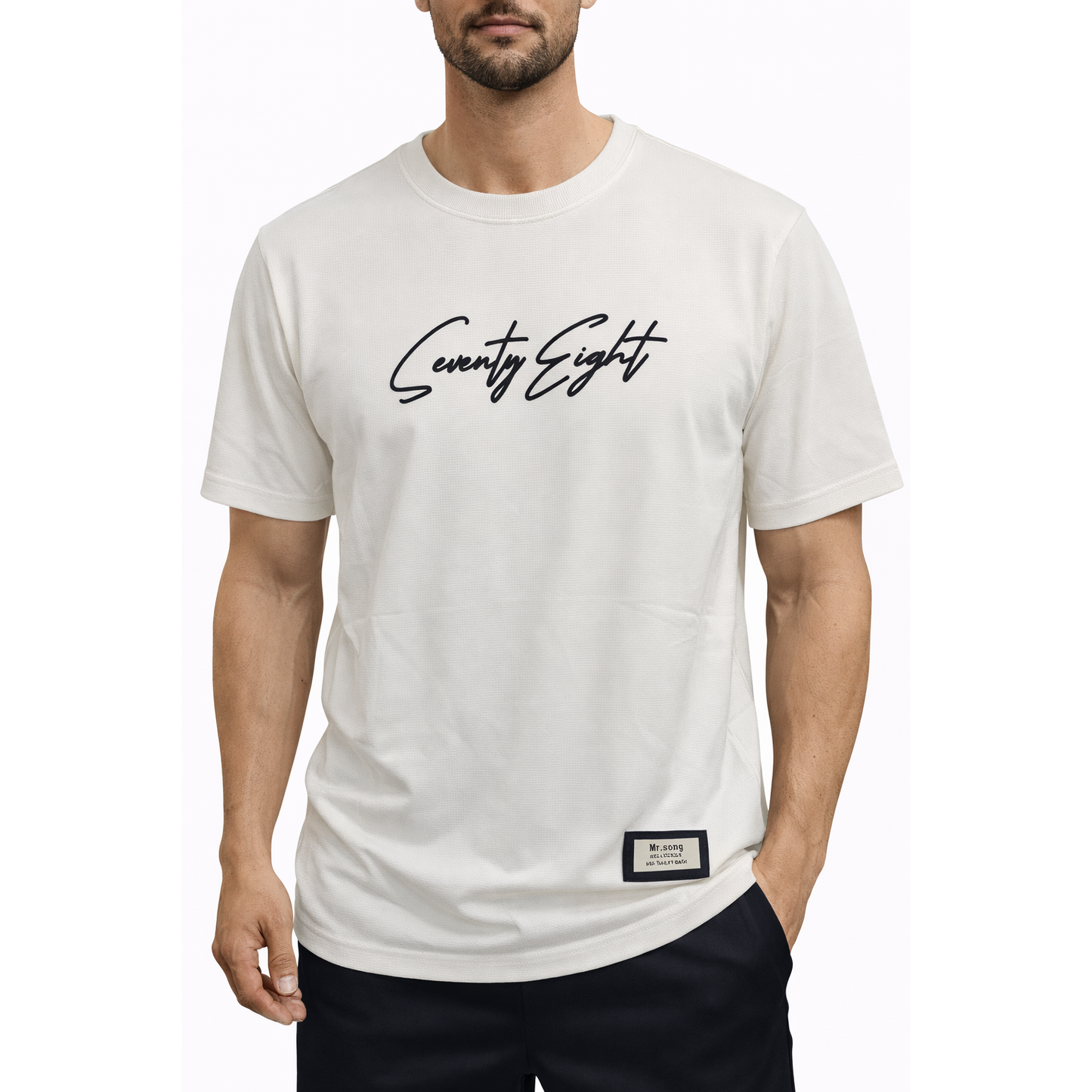 T-Shirt Premium Testurizzata “Seventy Eight” – Maglietta Streetwear Minimal Nero & Bianco