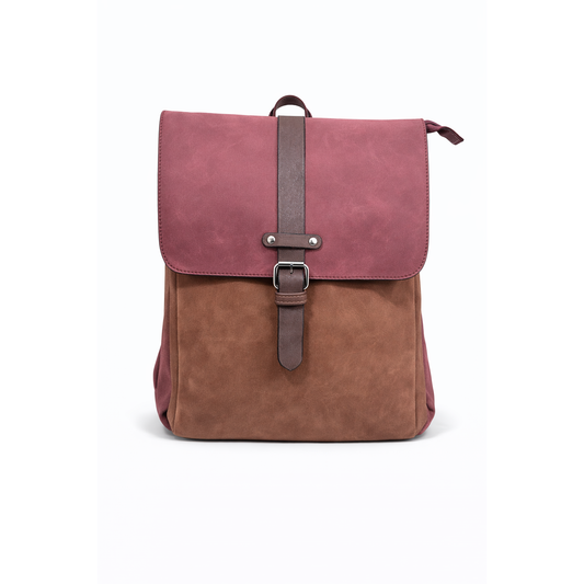 Zaino Donna in Ecopelle Stile Vintage con Tasca Posteriore con Zip e Chiusura con Patta