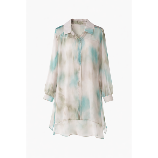 Camicia Lunga Donna in Chiffon Trasparente – Blusa Leggera Estiva Effetto See-Through