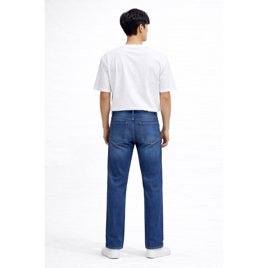 Jeans Uomo Blu Denim – Straight Fit Leggermente Elasticizzato