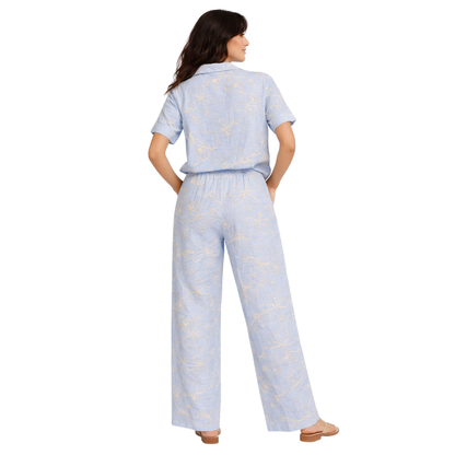 Completo Donna Estivo Elegante con Ricami Floreali – Camicia e Pantaloni