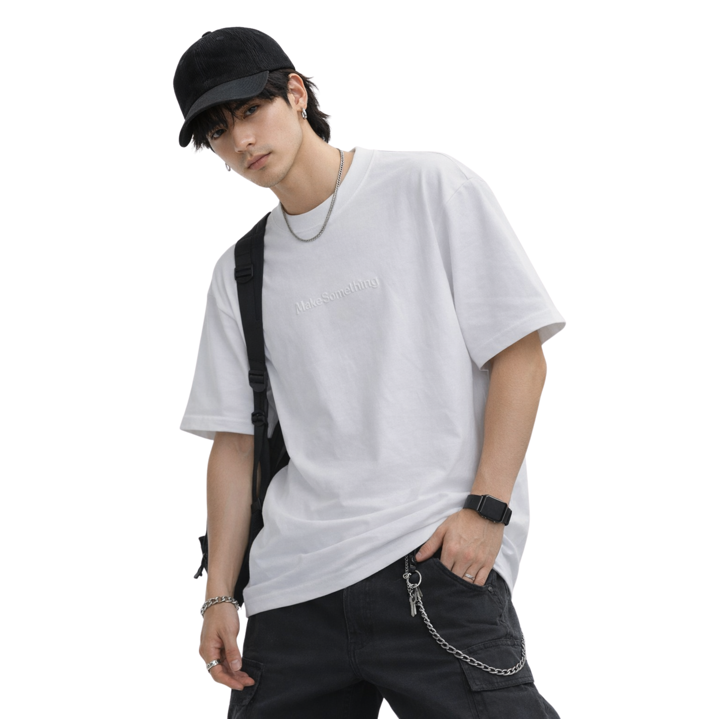 T-shirt Oversize Uomo Streetwear con Ricamo Minimal