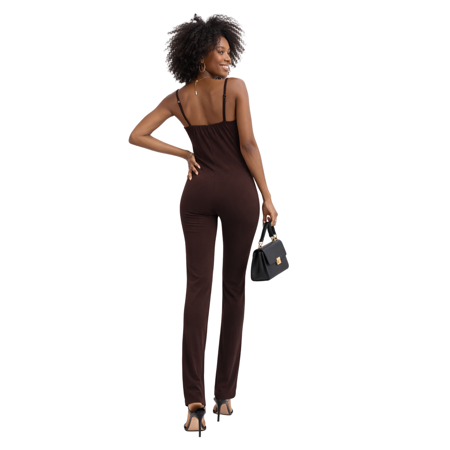 Tuta Donna Elasticizzata con Spalline Sottili – Tuta Lunga Aderente Casual Estiva
