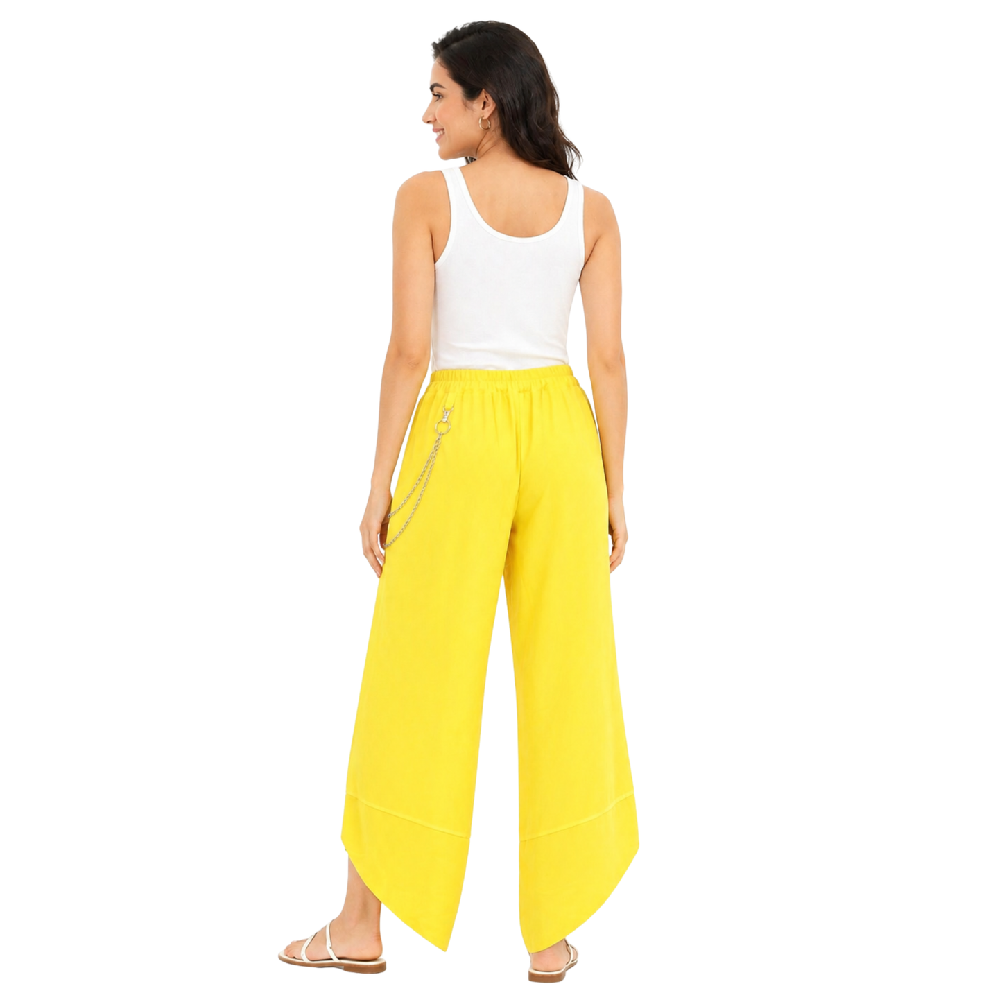 Pantaloni Donna Larghi con Catena Vita Elastico