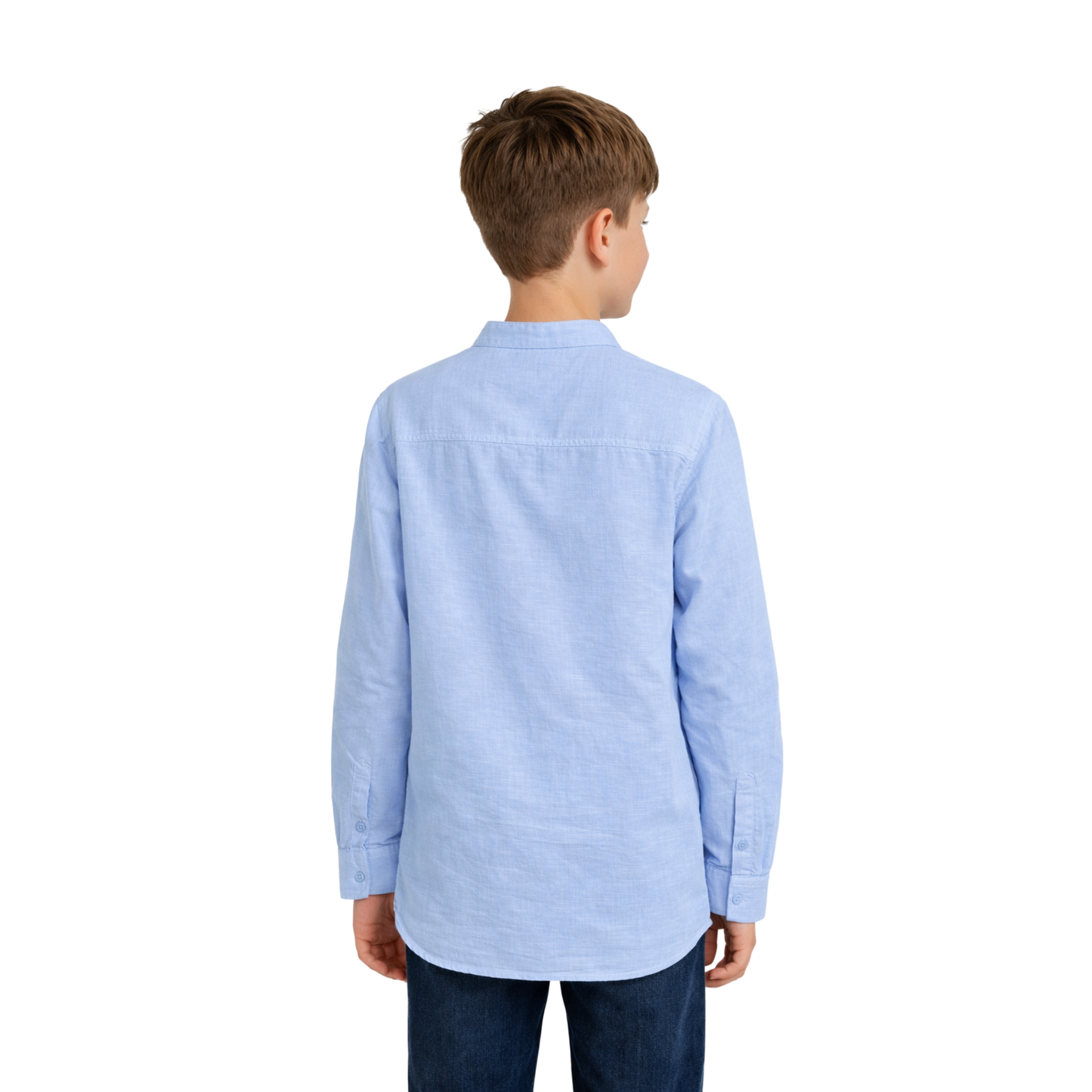 Camicia Bambino Collo Coreano in Cotone Leggero