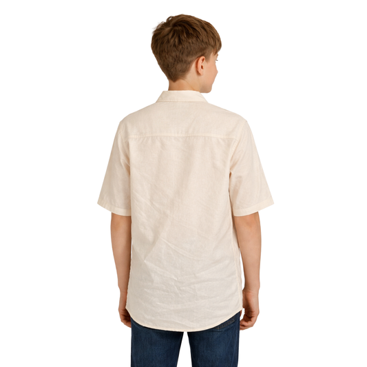 Camicia Bambino Manica Corta Collo Coreano Elegante