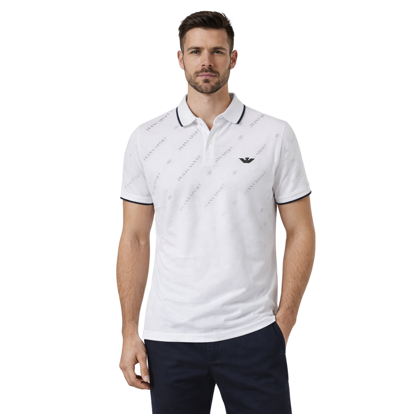 Polo Uomo Micro Piqué Elasticizzata con Stampa Allover