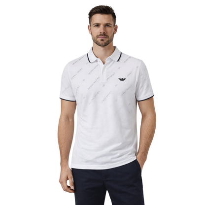 Polo Uomo Micro Piqué Elasticizzata con Stampa Allover