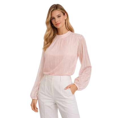 Blusa Elegante Donna Trasparenza Leggera con Maniche Velate