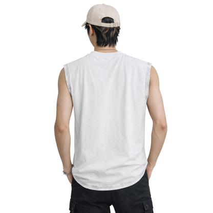 Canotta uomo stampa streetwear effetto distressed