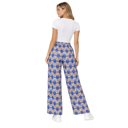 Pantaloni Donna Palazzo Vita Alta Elasticizzati Eleganti Casual