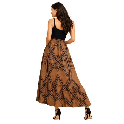 Gonna Lunga Geometrica Donna a Vita Elastica
