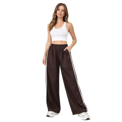 Pantaloni Donna Oversize Sportivi con Banda Laterale