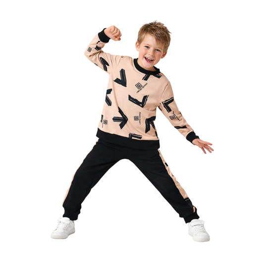 Completo Bambino Beige Nero Limited Edition – Tuta Bambino Senza Tasche