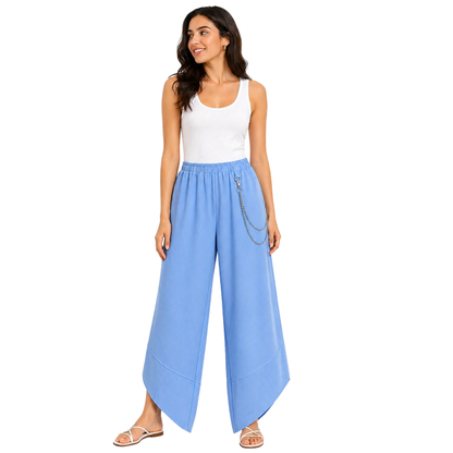 Pantaloni Donna Larghi con Catena Vita Elastico