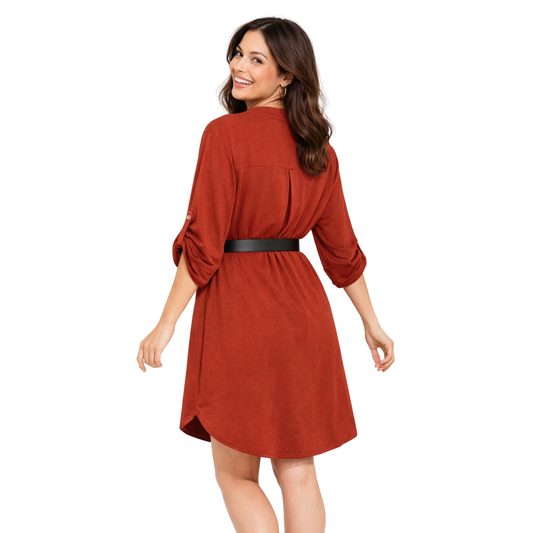 Vestito Tunica da Donna con Cintura – Abito Camicia Fit Morbido
