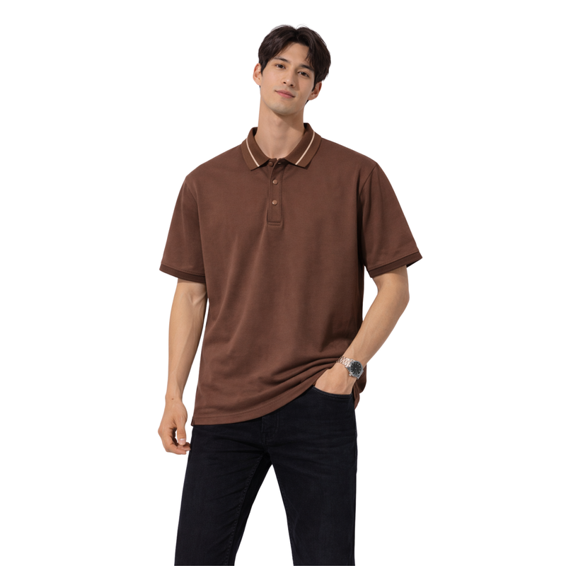 Polo uomo relax fit con colletto a contrasto elasticizzata