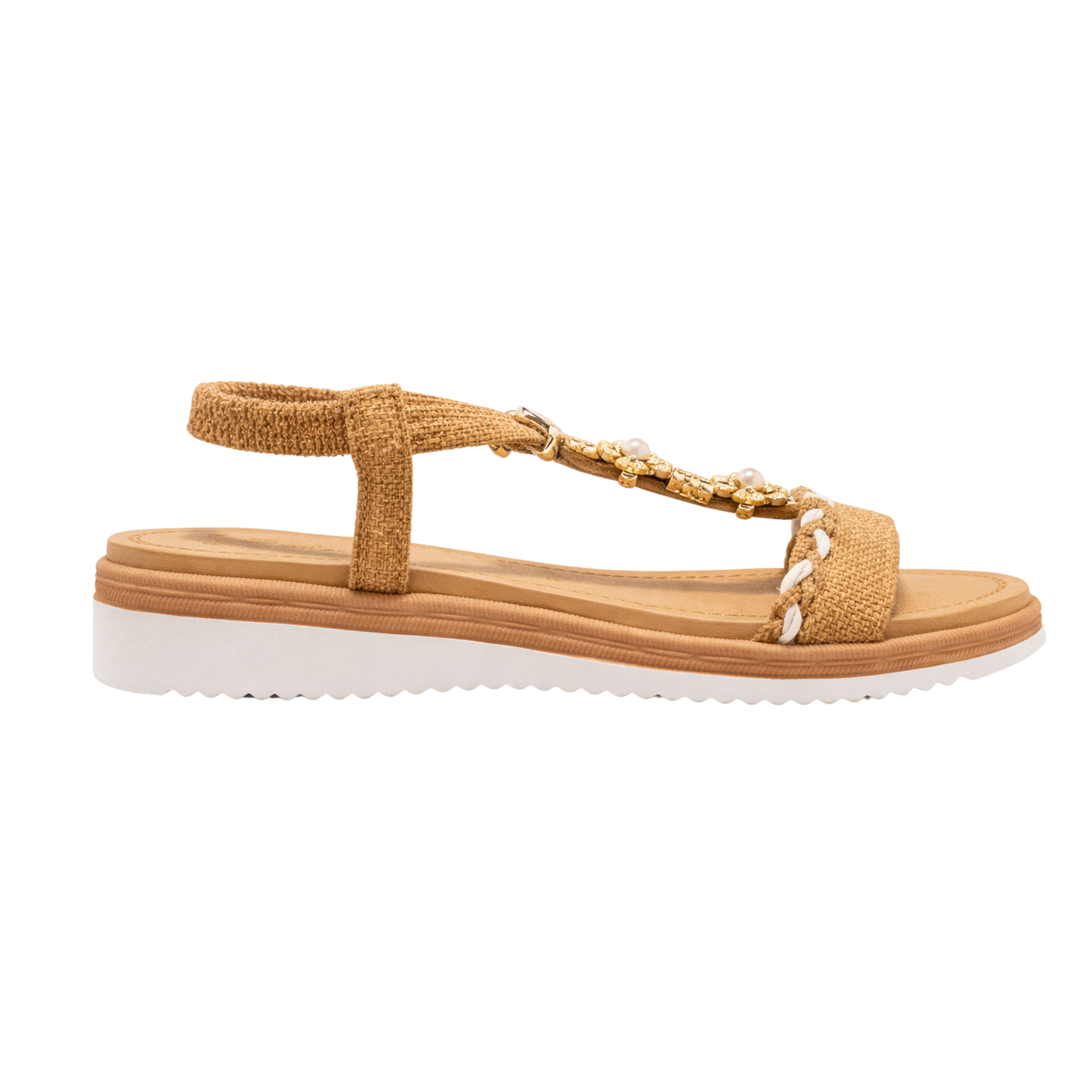 Sandali Donna Decorazione Gioiello con Perle – Suola Comfort Estiva