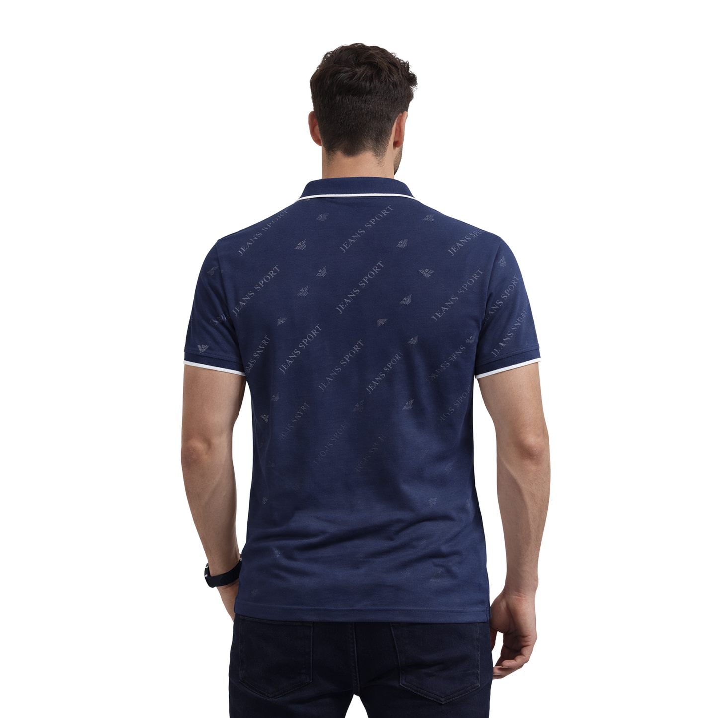 Polo Uomo Micro Piqué Elasticizzata con Stampa Allover