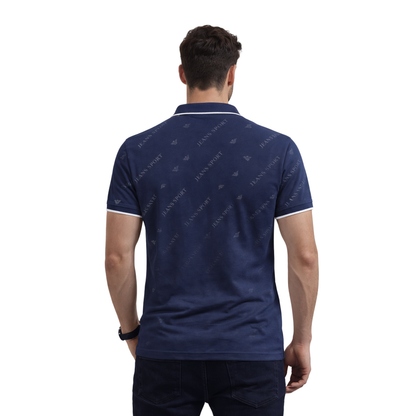 Polo Uomo Micro Piqué Elasticizzata con Stampa Allover