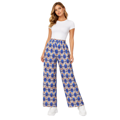 Pantaloni Donna Palazzo Vita Alta Elasticizzati Eleganti Casual