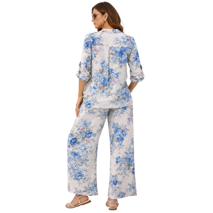 Completo Donna Floreale Casual con Pantalone Largo