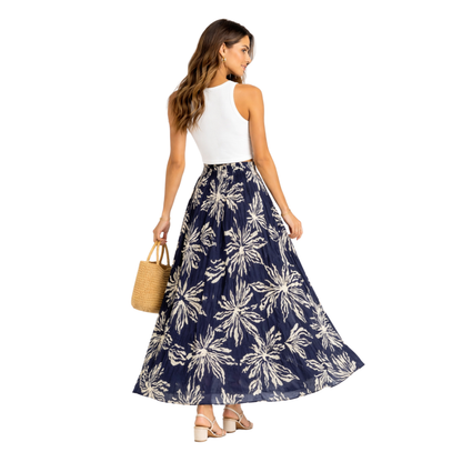 Gonna Lunga Donna Vita Alta Fluida Elegante Casual