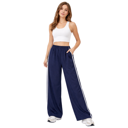 Pantaloni Donna Oversize Sportivi con Banda Laterale