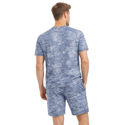 Completo Uomo T-Shirt e Shorts Effetto Denim Casual Estivo