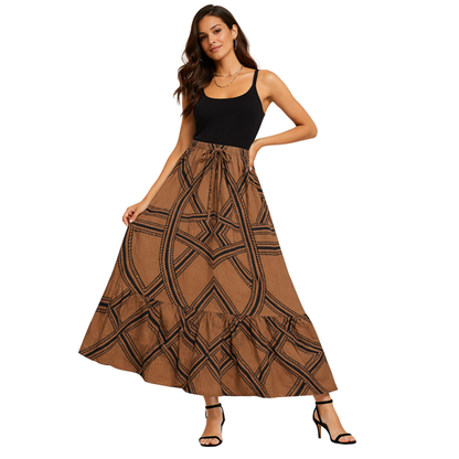 Gonna Lunga Geometrica Donna a Vita Elastica