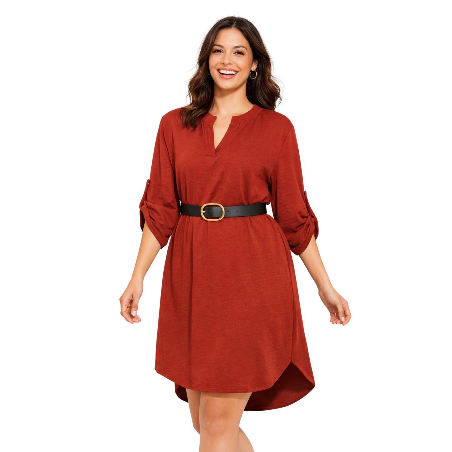 Vestito Tunica da Donna con Cintura – Abito Camicia Fit Morbido