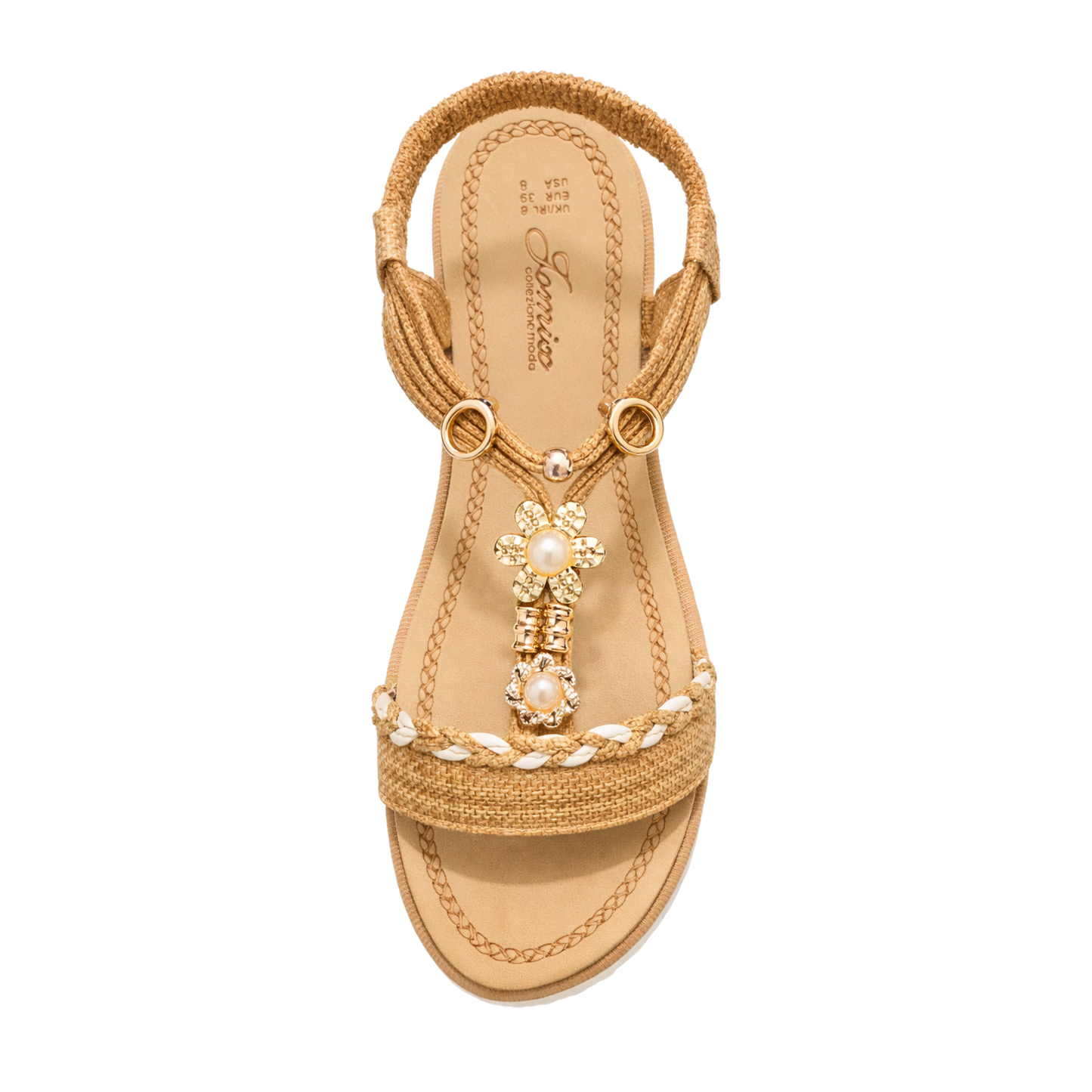 Sandali Donna Decorazione Gioiello con Perle – Suola Comfort Estiva