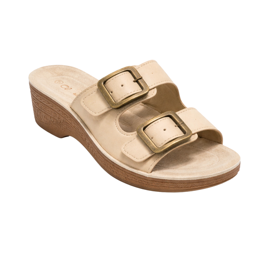 Sandali Donna con Doppia Fibia Regolabile e Zeppa Comfort
