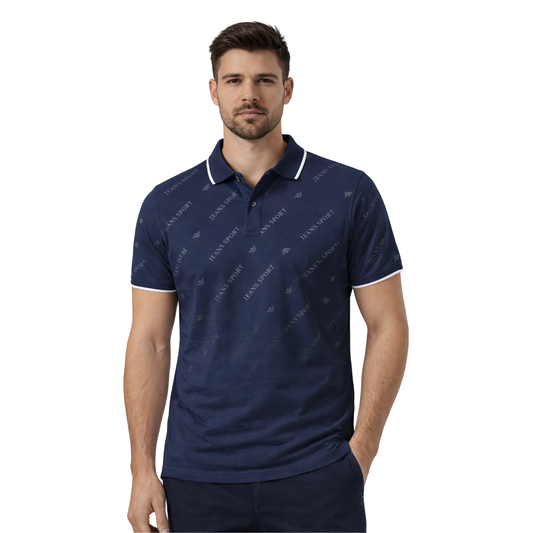 Polo Uomo Micro Piqué Elasticizzata con Stampa Allover