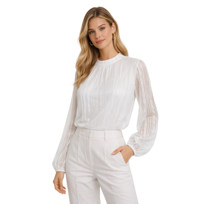 Blusa Elegante Donna Trasparenza Leggera con Maniche Velate