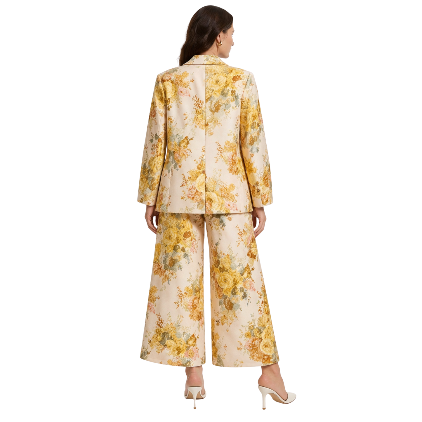 Completo Donna Floreale Elegante 2 Pezzi (Blazer + Pantalone)