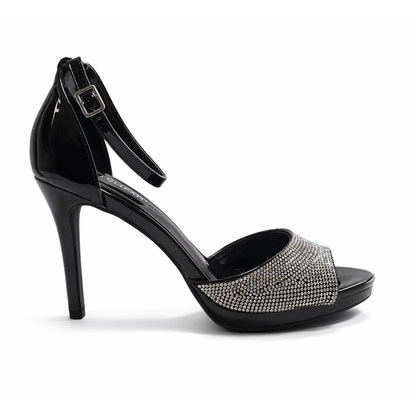 Sandali con tacco alto e strass eleganti