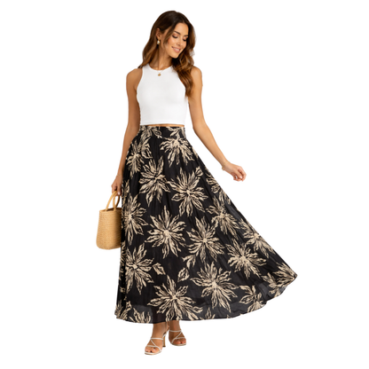 Gonna Lunga Donna Vita Alta Fluida Elegante Casual