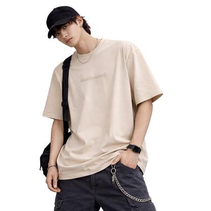 T-shirt Oversize Uomo Streetwear con Ricamo Minimal