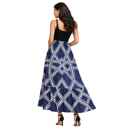 Gonna Lunga Geometrica Donna a Vita Elastica