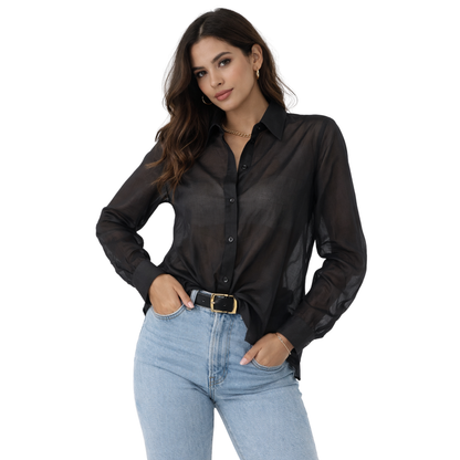 Camicia Donna Leggera Trasparente