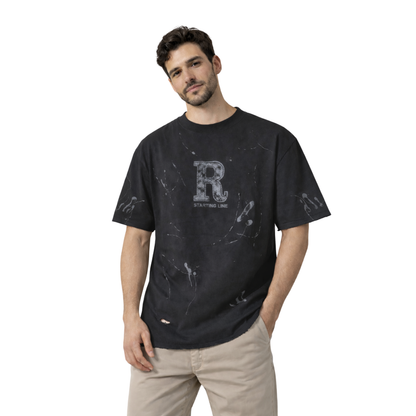 T-shirt uomo streetwear distressed “Starting Line R” – stampa vintage
