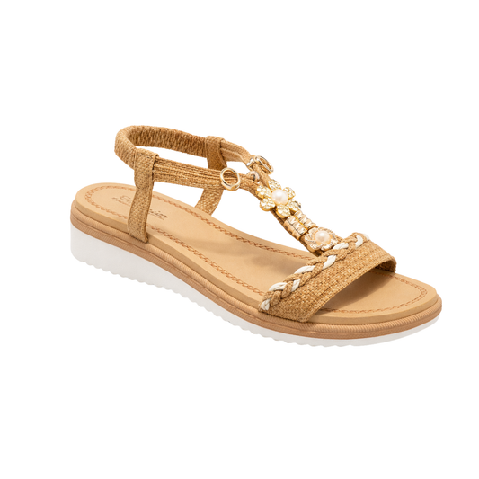 Sandali Donna Decorazione Gioiello con Perle – Suola Comfort Estiva