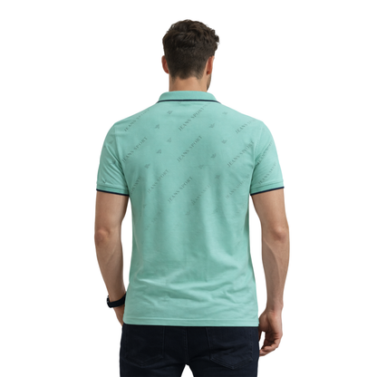 Polo Uomo Micro Piqué Elasticizzata con Stampa Allover