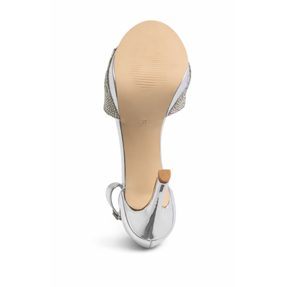 Sandali con tacco alto e strass eleganti